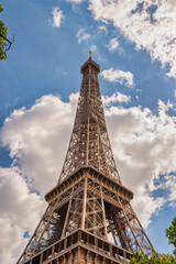 Closeup of the Eiffel Tower in Paris, France
