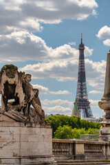 Fototapeta na wymiar Panorama of the Eiffel Tower in Paris, France. 