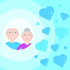 This is a cute vector card. Grandfather and grandmother in the background. For Grandparents Day.