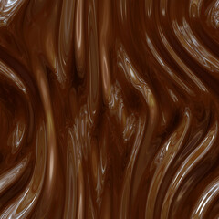 Seamless texture of chocolate. Abstract background of melted chocolate. Candy wave.