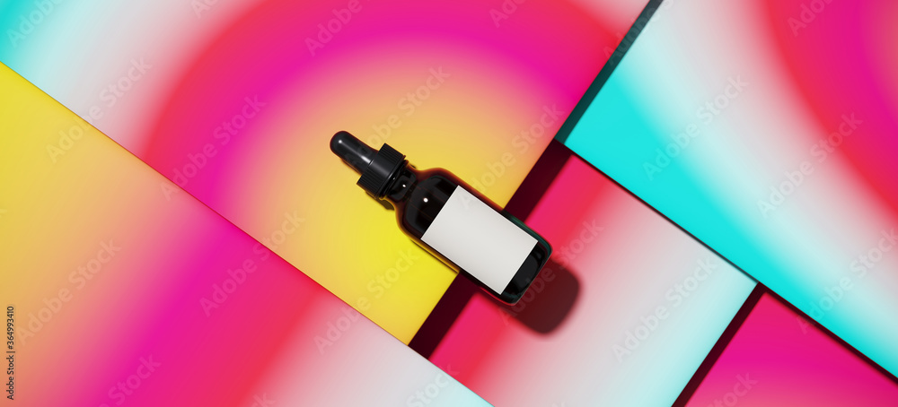 Poster minimal abstract mockup background for product presentation. cosmetic bottle on blending vibrant gra