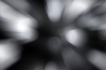 Blurred lights dark gray black background. Abstract soft explosion effect. Centric motion pattern