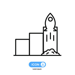 Startup growing graph icon vector isolated onwhote background.