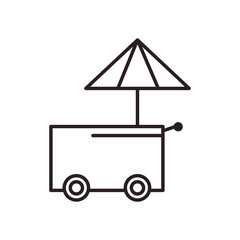fast food cart with umbrella line style icon vector design