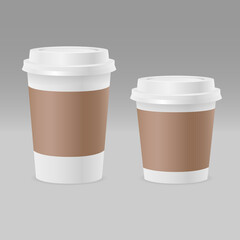 Coffee cups paper disposable realistic 3d mockup template set vector EPS 10