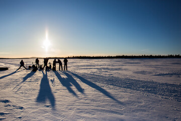 Ski expedition in Inari Lake, Lapland, Finland