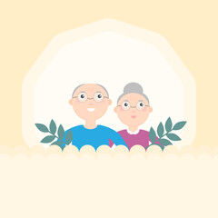 This is a cute card. Grandfather and grandmother in the background. For Grandparents Day.