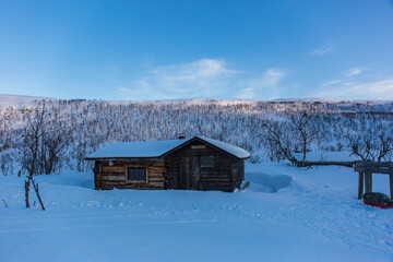 Ski expedition in Nuorgam, Lapland, Finland