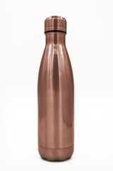 Isolated Isothermal brown copper stainless steel hiking bottle