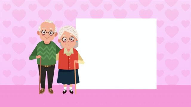 happy grandparents day card with old lovers couple
