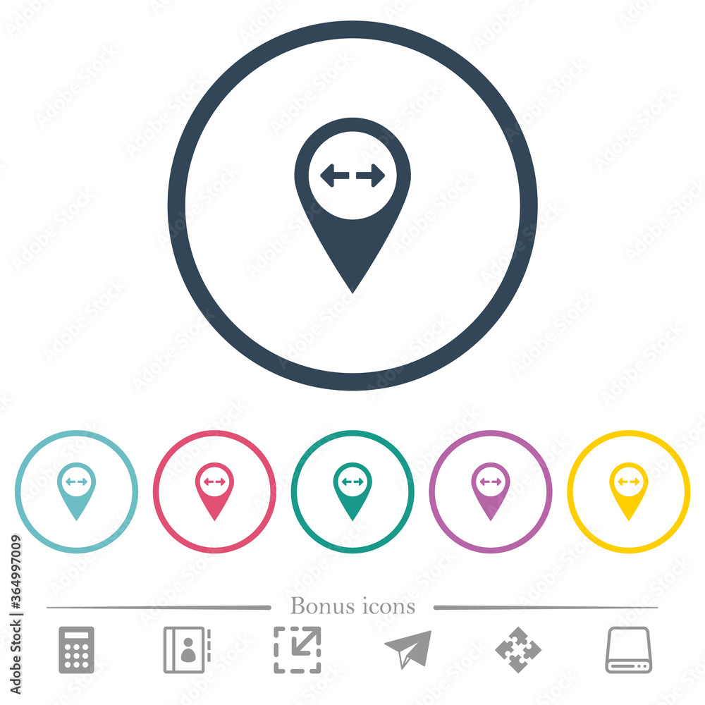 Poster gps map location distance flat color icons in round outlines