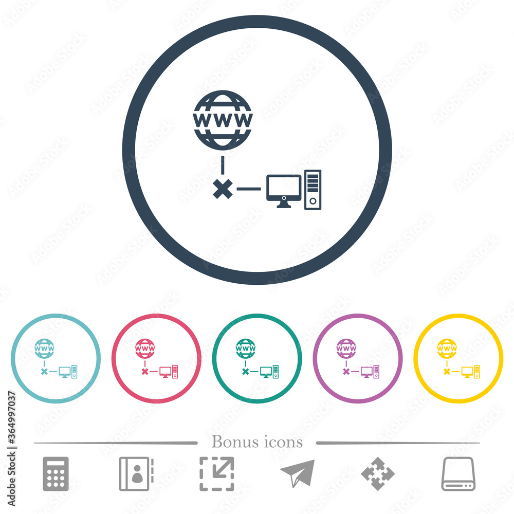 Poster offline computer flat color icons in round outlines
