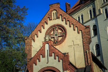 panoramic view on oldest catholic church of St. John the Baptist in city Lviv, Ukraine