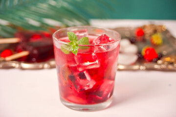 Homemade Ice cream popsicle and lemonade of organic fresh berries.