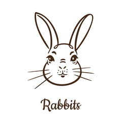 Line drawing, silhouette of a rabbits