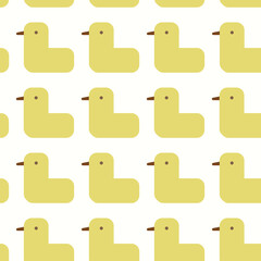 Cute yellow retro ducks seamless pattern design on white background. Perfect for fabric, textile, kids fashion. Surface pattern design.