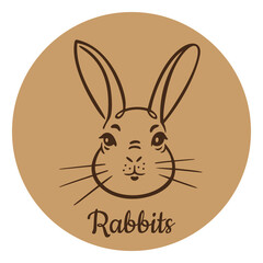 Line drawing, silhouette of a rabbits