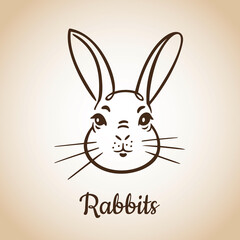 Line drawing, silhouette of a rabbits