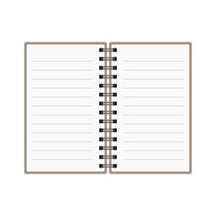 Notebook notepad copybook spiral rings vertical blank simple flat design mockup template icon illustration vector EPS 10