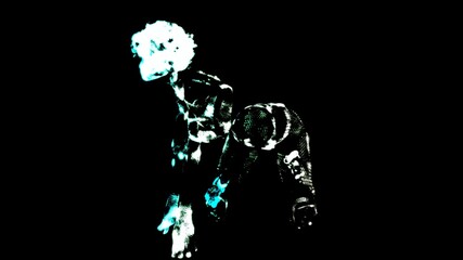 Glowing and Sparkling girl model under a dark background