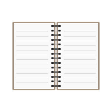 Notebook notepad copybook spiral rings vertical blank simple flat design mockup template icon illustration vector EPS 10