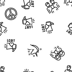 Lgbt Homosexual Gay Seamless Pattern Vector Thin Line. Illustrations