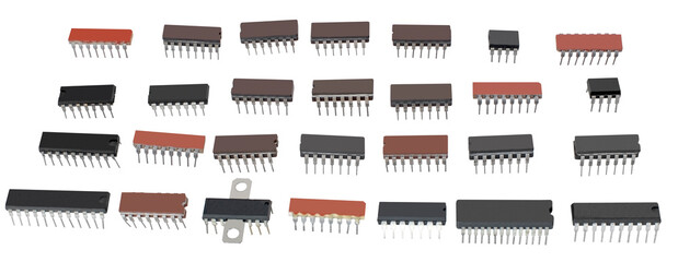 digital electronic components, integrated circuits isolated on w