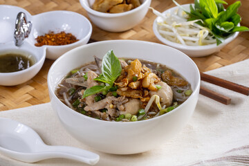 Rice noodle soup with Stewed pork - Asian food style