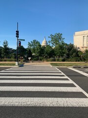 Washington DC crosswalk with Capitol in the background