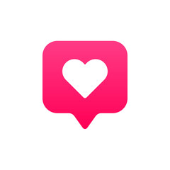 Heart like icon bubble notification sms social media pink illustration sticker badge label vector EPS 10