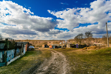 Road in a village in spring