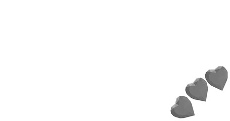 Three Heart-shaped white Diamond in white background