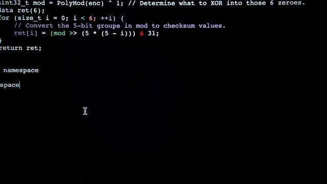 Programming code running down a computer black screen terminal