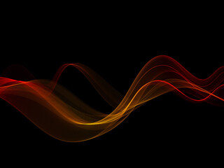 Vector abstract shiny color gold wave design element on dark background. Science, technology design