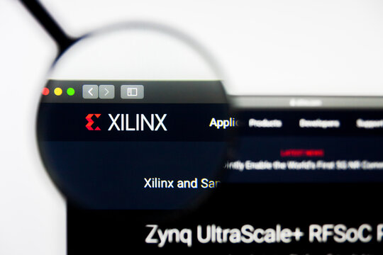 Los Angeles, California, USA - 8 April 2019: Illustrative Editorial of Xilinx website homepage. Xilinx logo visible on display screen.