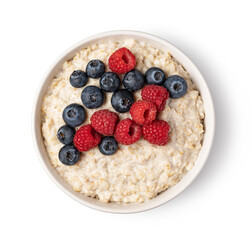 prepared oatmeal with berries