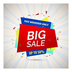 Sale banner template design, Big sale special offer. End of season special offer banner. Vector illustration.