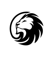 Lion Head logo, Vector Illustration, simple flat style for your company logo