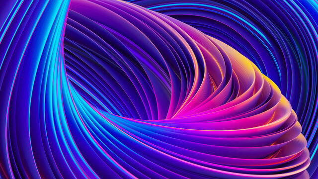 3D abstract colorful fluid design background. Trendy holographic gradient shapes. Liquid curve shape in motion. Fluid ultra violet shapes composition. 3D rendering.