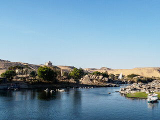 Fototapeta na wymiar beautiful nubian landscape near aswan with river nile and the desert