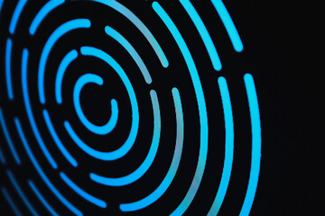 Obraz premium blue fingerprint detail on black screen