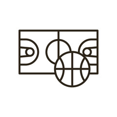 ball with court of basketball line style icon vector design
