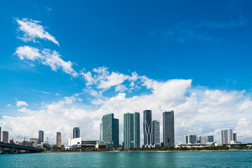 Miami cityscape in a sunny blue day