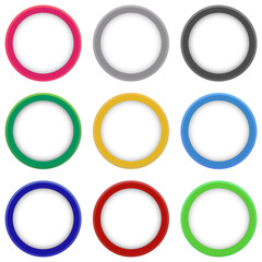 Set of vector colorful round banners. Abstract vector colored shapes for design. Banners with sample text.