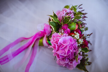 Wedding bouquet of pink flowers
