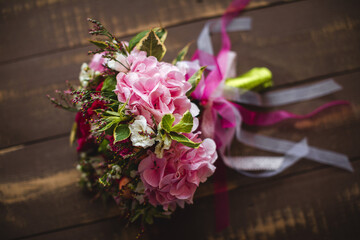 Wedding bouquet of pink flowers