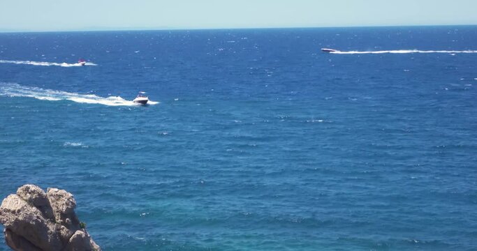 Mediterranean Sea and motor boats