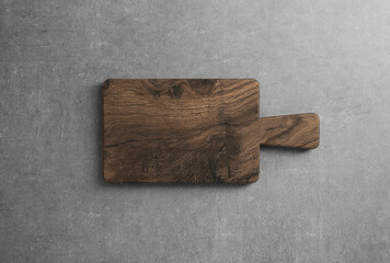rustic wooden cutting board on table top as template -  3D Illustration