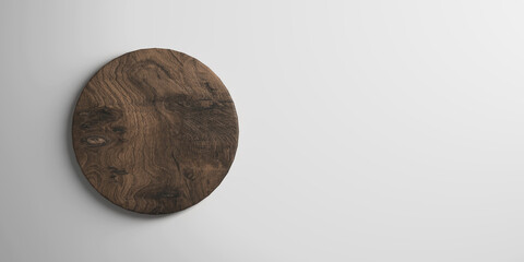 rustic wooden cutting board on table top as template -  3D Illustration