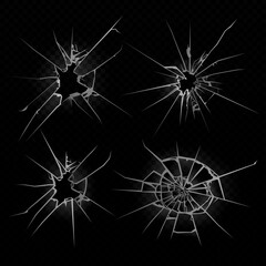 Broken glass on black background